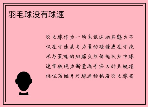 羽毛球没有球速